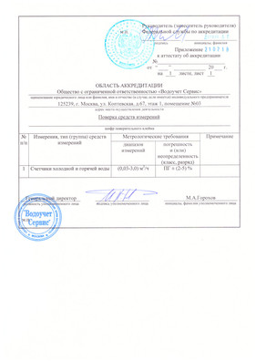 Сертификат Водоучет сервис 